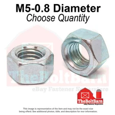 M5-0.8  Class 8 Finished Hex Nut Zinc Clear Coarse Thread (Pick Quantity)