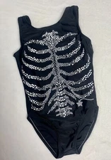 DESTIRA gymnastics Leotard SKELETON Halloween LEO gk BLIING Child Extra Small XS