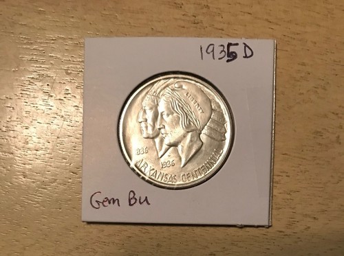 1935-D ARKANSAS COMMEMORATIVE SILVER HALF DOLLAR SOLID GEM BU++ MS++ - Picture 1 of 2