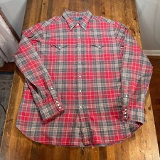 Vintage Polo Ralph Lauren Shirt Mens XL Red Plaid Pearl Snap Flannel Western