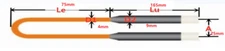 MoSi2 Heat Element 1700C 4/9 , Le=75mm, Lu= 165mm , A=25mm