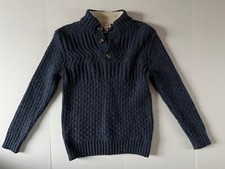 Cat  Jack Boy's Blue Size M 8/10 Warm Heavy Knit Long Sleeve 1/4 Button Sweater