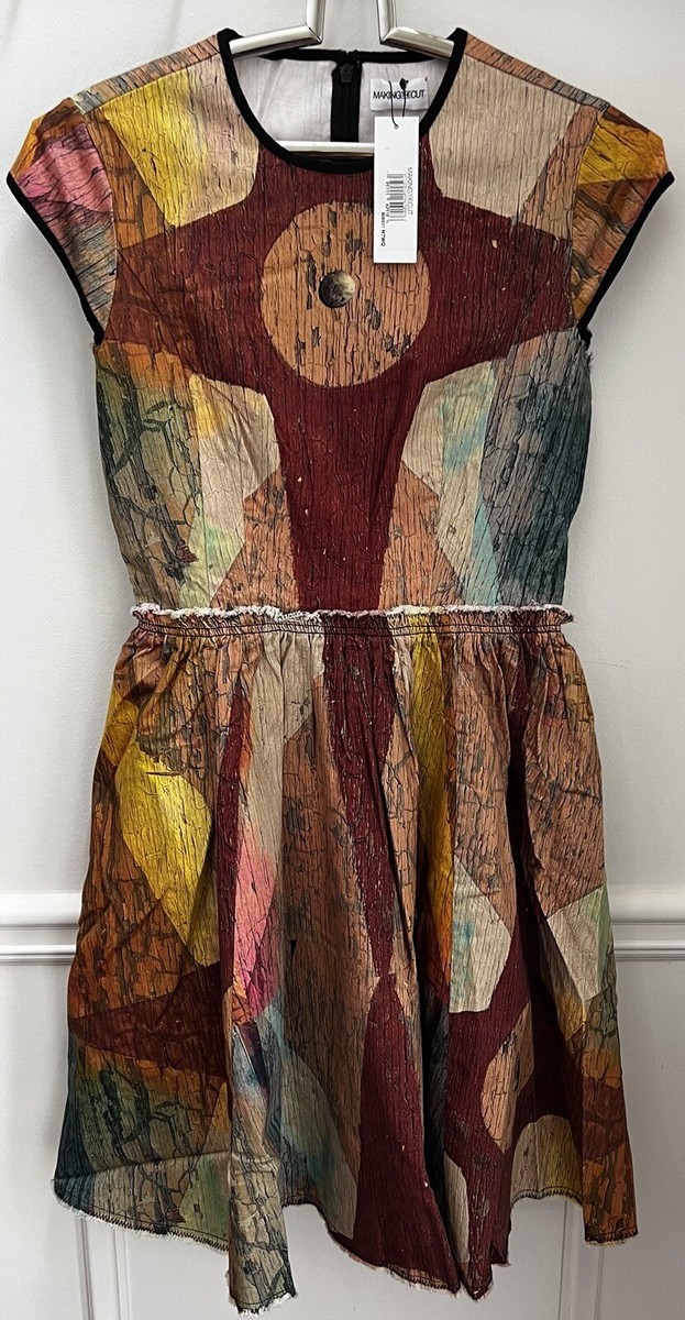 white christmas dresses Abstract Print and Plain Cut-Out Mini Dress