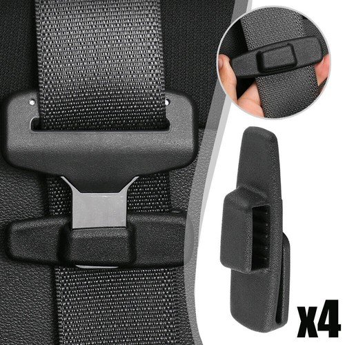 4X Car Safety Belt Clip Protector Seat Belt Clamp Buckle Clips Accessories Black - Picture 2 of 13