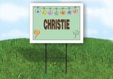 CHRISTIE WELCOME BABY GREEN 18 in x 24 in Yard Sign Road Sign with Stand