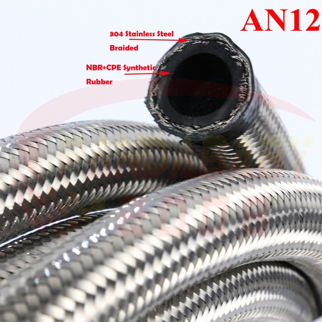 AN12 12AN 12 STEEL BRAIDED TRANSIMISSION OIL FUEL LINE GAS RADIATOR HOSE 1FOOT eBay