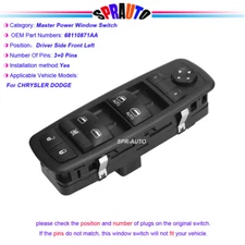 For 12-20 Dodge Grand Caravan 3.6L Driver Power Window Master Switch 68620454AA