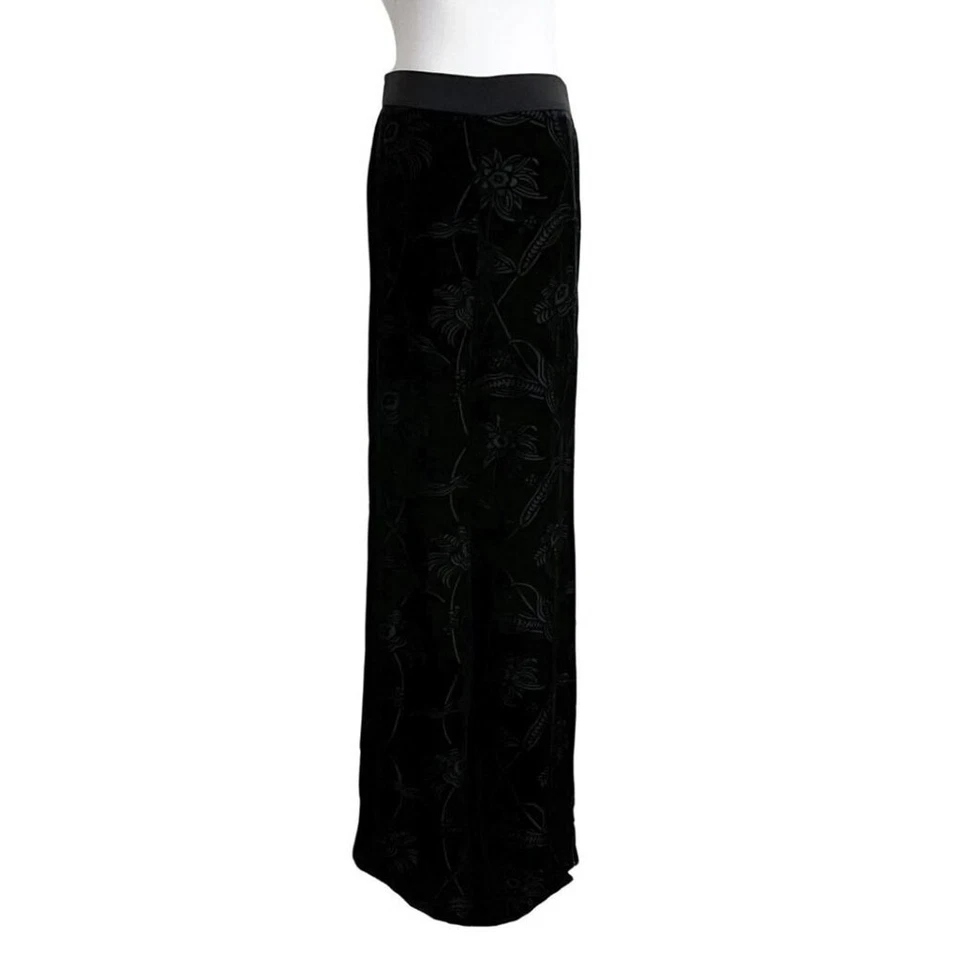 NWOT TED BAKER BETTIAT BLACK FLORAL VELVET WIDE LEG PALAZZO FLOWY PANTS - L - Image 3 of 4