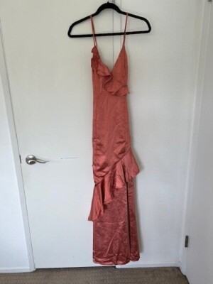 Lulus Lucky Lady Terra Cotta Satin Ruffled Maxi Dress - Size M - New with Tags | eBay Lulus Lucky Lady Terra Cotta Satin Ruffled Maxi Dress - Size M - New with Tags | eBay
