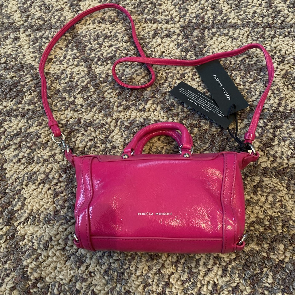 Rebecca Minkoff Micro Mini M. A. B. Crossbody Purse Cosmic Pink Leather