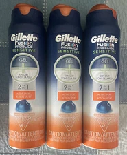 Lot Of 3 Gillette Fusion Pro Glide Sensitive 2 In 1 Active Sport Shave Gel 6 Oz