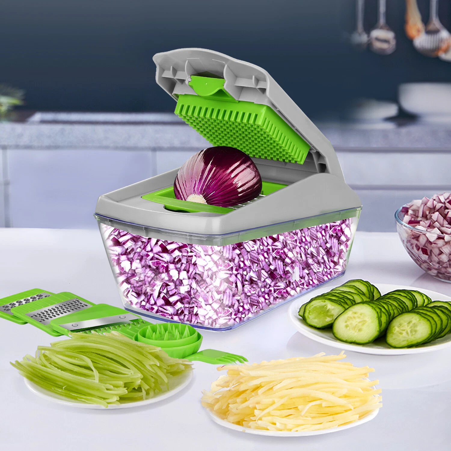 13pcs Vegetable Fruit Chopper Cutter Food Onion Veggie Dicer Slicer Kitchen Kit