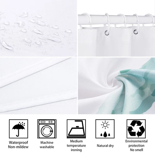 Cute Daisy Art Flower Shower Curtain Garden Waterproof With 12 Hooks Extra Long - Picture 11 of 20