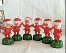 VINTAGE LOT OF 6 HONG KONG SANTA CLAUS PLASTIC THUMB PUSH UP PUPPETS