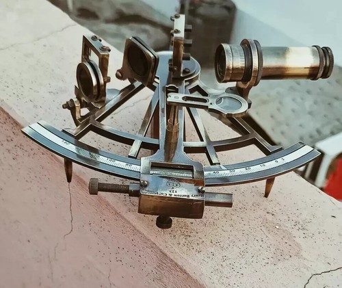 8" Ottone Antico Nautico Marino Navigazione Strumento Astrolabio Sestante Regalo - Foto 7 di 12