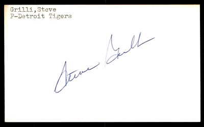Steve Grilli Baseball Index Card Signed Auto Autograph (no COA) *e1