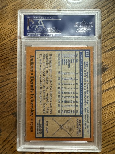 1978 Topps Dennis Eckersley PSA 8 Indians #122 Set Break - Picture 2 of 2