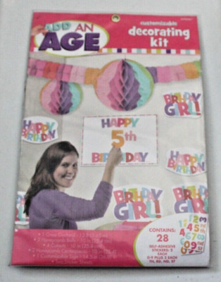 Add An Age Girls Letter Number Banner Kit Birthday Hanging Party Decoration 28ct