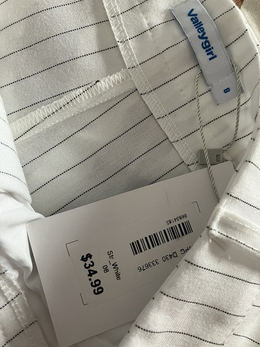 Women’s High Rise White Pin Stripe Wide-Leg Dress Pants Size 8 - Picture 3 of 6