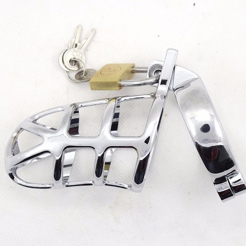 Steel Plated Male Chastity Cock Cage Device Locking Penis Cage - 第 1/9 張圖片