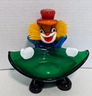 VTG Murano Green Art Glass Clown Ashtray Candy Trinket RARE Excellent - Labelled