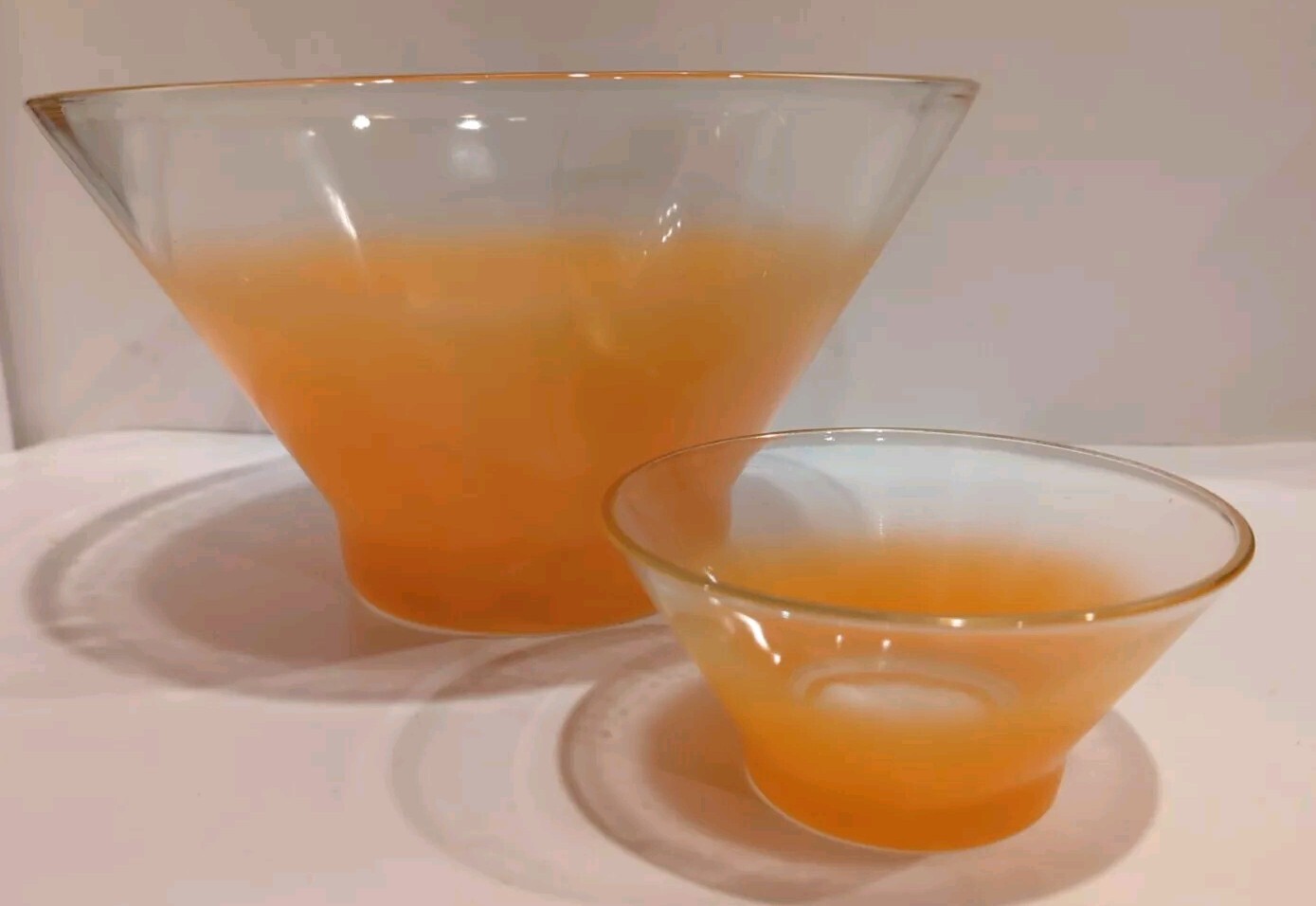 Vintage Blendo Orange West Virginia Glass Frosted Chip and Dip Set