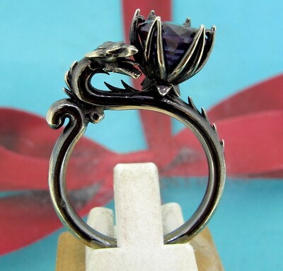 Art Masters 14k Black Rhodium Gold 1.5 Ct Russian Alexandrite Dragon Ring Sz10