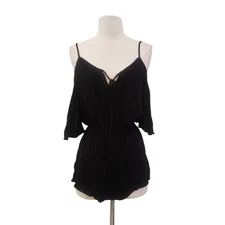 Ambiance Apparel Womens Cold Shoulder Romper Black Size S
