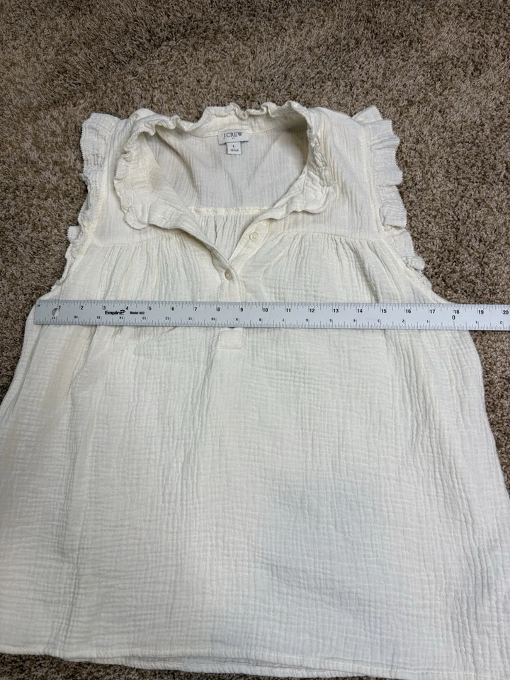 Camiseta sin mangas J Crew marfil manga volantes - algodón talla grande Foto 4 de 4