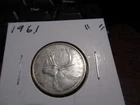 1961 - Canada 25 cent silver coin - Canadian quarter