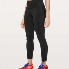 Lululemon Fast & Free 7/8 Tight II *Non-Reflective Nulux 25"Black size 4