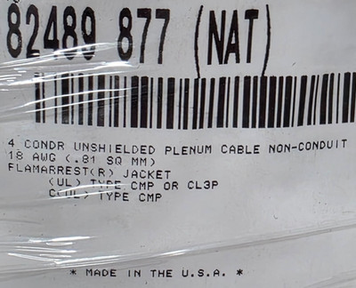 Belden 82489 18/4C FEP Insulated Electronics/Control Cable CMP White /10ft