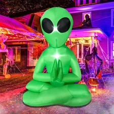 Halloween Inflatable Outdoor Decoration 5 Ft Meditating Alien Blow Up Inflata...