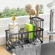 Cisily Kitchen Sink Caddy Organzier with High Brush 9.25″, Black 