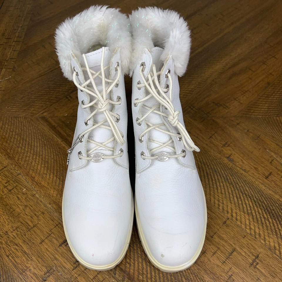Timberland Botas Mujer 9.5 Blancanieves Cuero Brillante Clásico 6" Invierno Exterior Foto 3 de 4