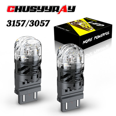 2X White/Amber 3157 LED Switchback Turn Signal Parking Light Bulbs Dual Color