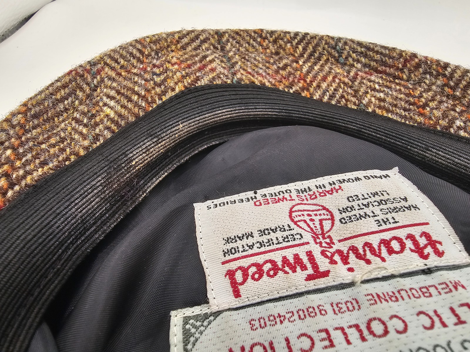 Harris Tweed Flat Cap Patchwork Brown Wool XL – B… - image 9