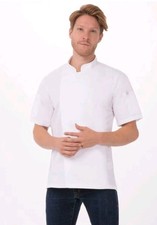 Chefworks Rochester Short Sleeve Chef Coat Small White New Unisex Kitchen CBZ01