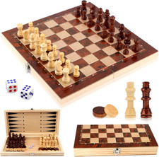 3 in 1 Scacchiera in Legno, Scacchiera Pieghevole Chess Board Set, Pieghevole Po