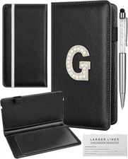 Checkbook Cover and Checks Register - Initial Leter G Pattern Leather Personal D