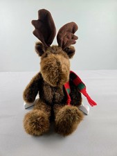 MARTY the Moose Russ Berrie Co. 14 inches Red/Green Scarf Item 421 Plush