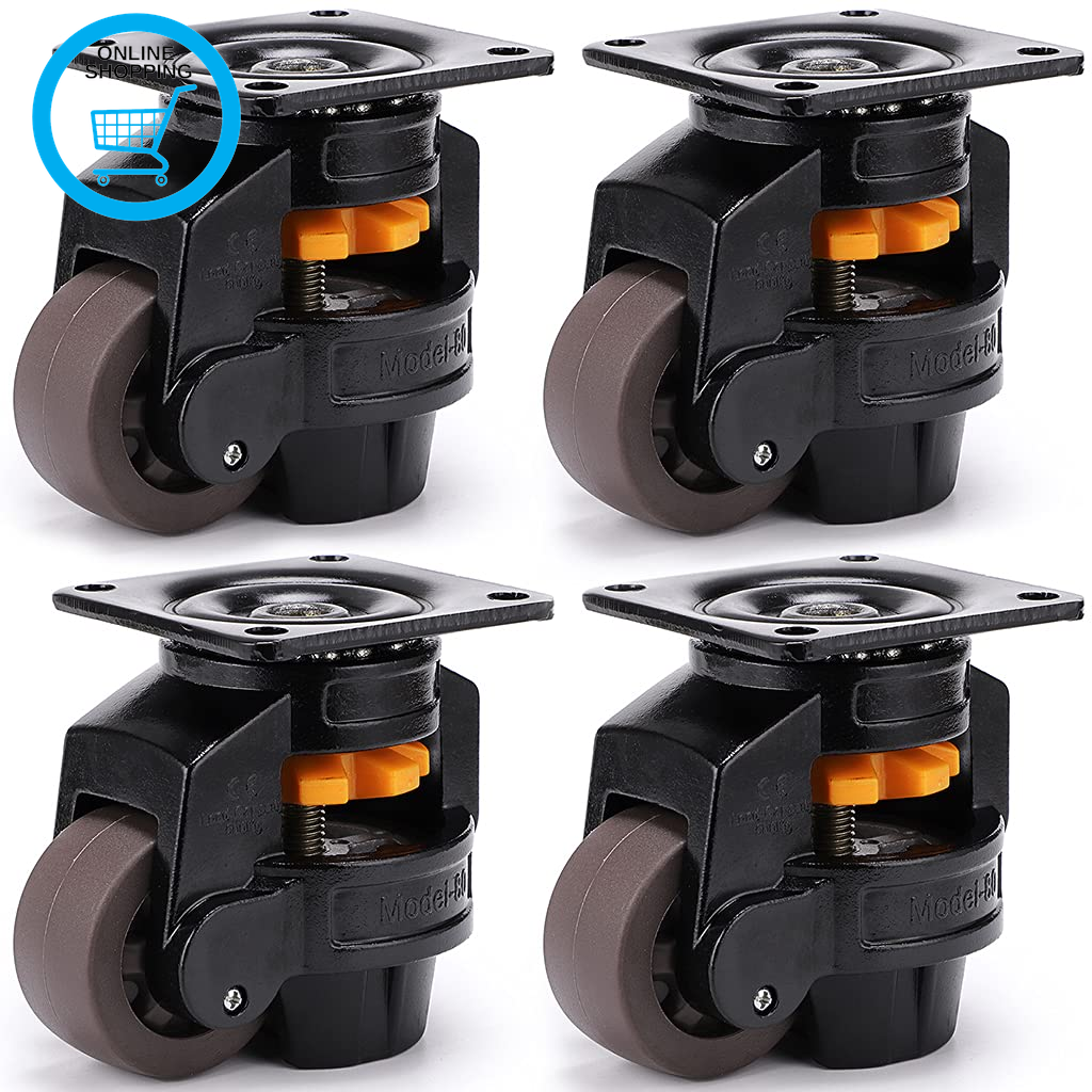 4 Pcs Leveling Castor, 80F Workbench Castors Heavy Duty, Retractable Plate Caste
