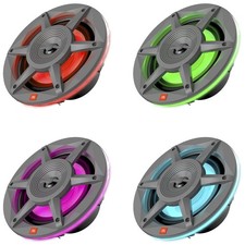 4x JBL Stadium 6.5" 300 Watt Max Power 2-Way RGB LED Gray Marine Audio Speakers