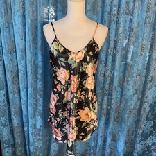 VTG L.A. Intimates Bias Cut Liquid Satin Floral Print Multicolor Mini Slip Lrg