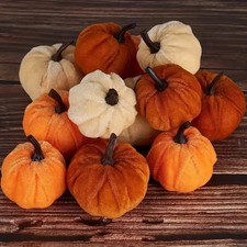 10pcs Velvet Artificial Pumpkin Decoration Desktop Pumpkin Ornament Christmas Th