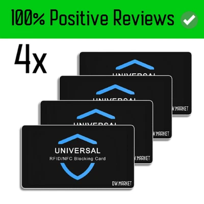 FORTIVUE 4x RFID Blocking Cards - Credit Debit Card Protector Bank Wallet Blocker Safe