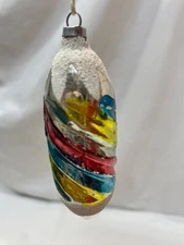 Vtg Mercury Blown Glass Barber Pole Swirl Stripe Christmas Ornament 