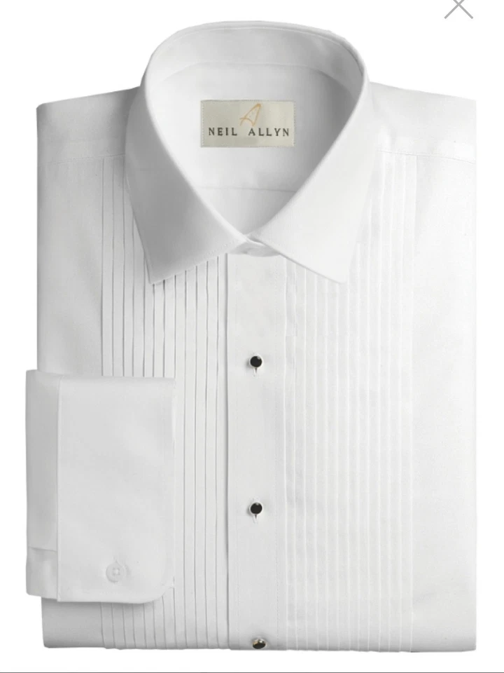 白色躺领 1/4 英寸打褶(轻度使用)Neil Allen燕尾服衬衫 — 第 4/4 张图片