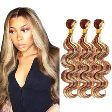 P30/613 Hilight Brown Bundles Human Hair Body Wave Bundles 22 24 26 Inch Blon...