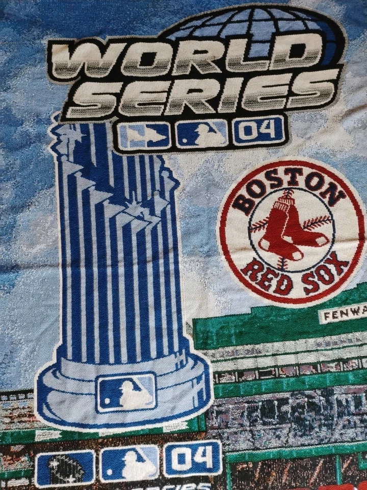 NUEVO SIN ETIQUETAS Boston Red Sox 2004 Serie Mundial Campeones Triple Tejido Manta Tiro 56×44 Foto 4 de 4
